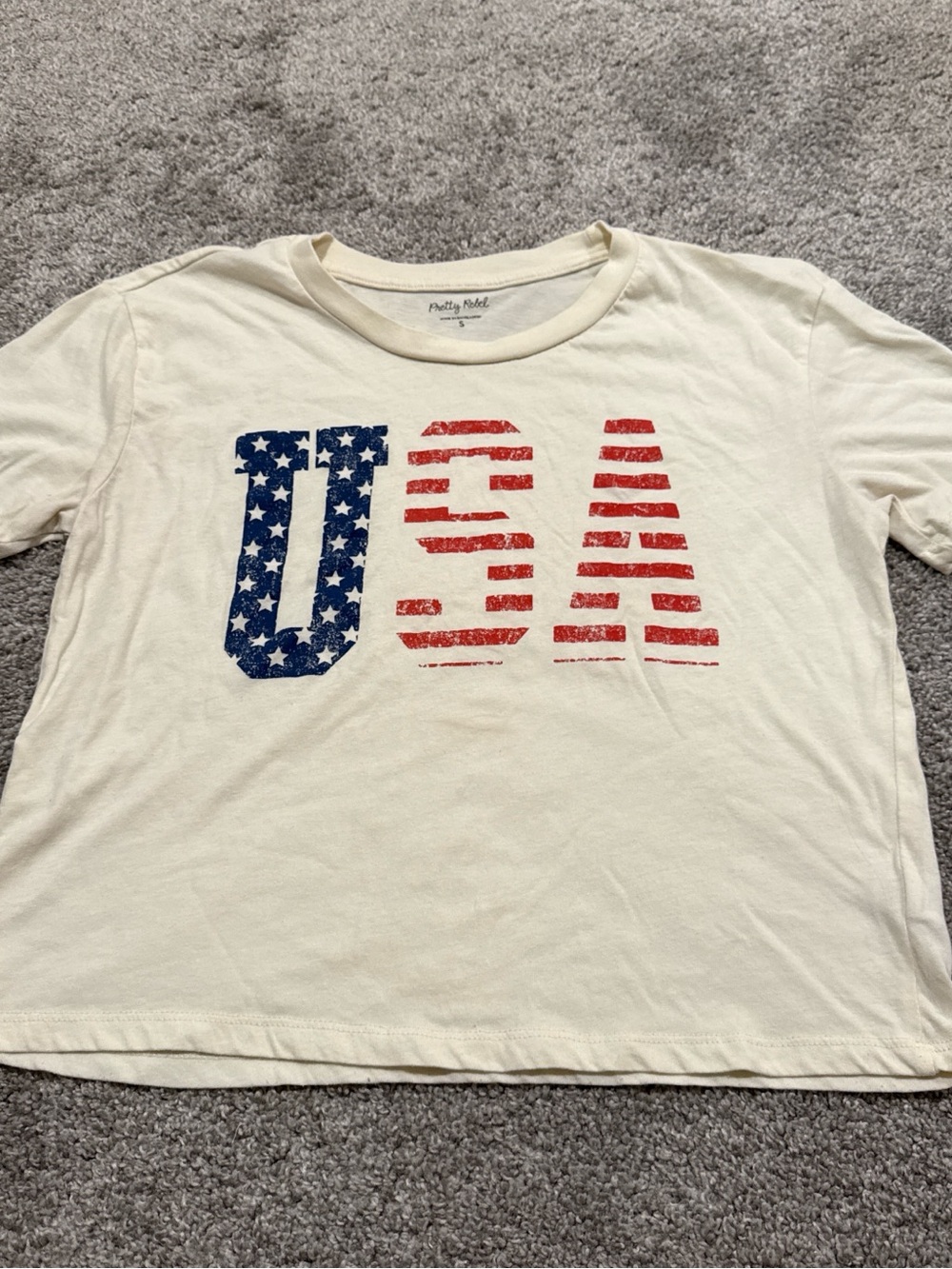 Cream USA Graphic Crop Top